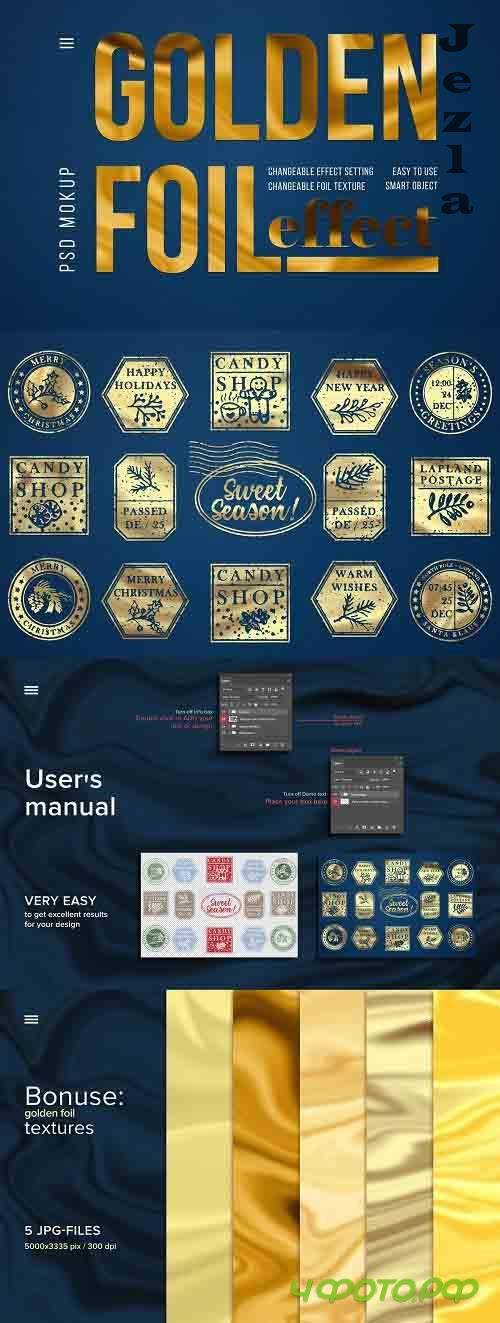 Golden foil effect_Mockup � Mockup - 5198519