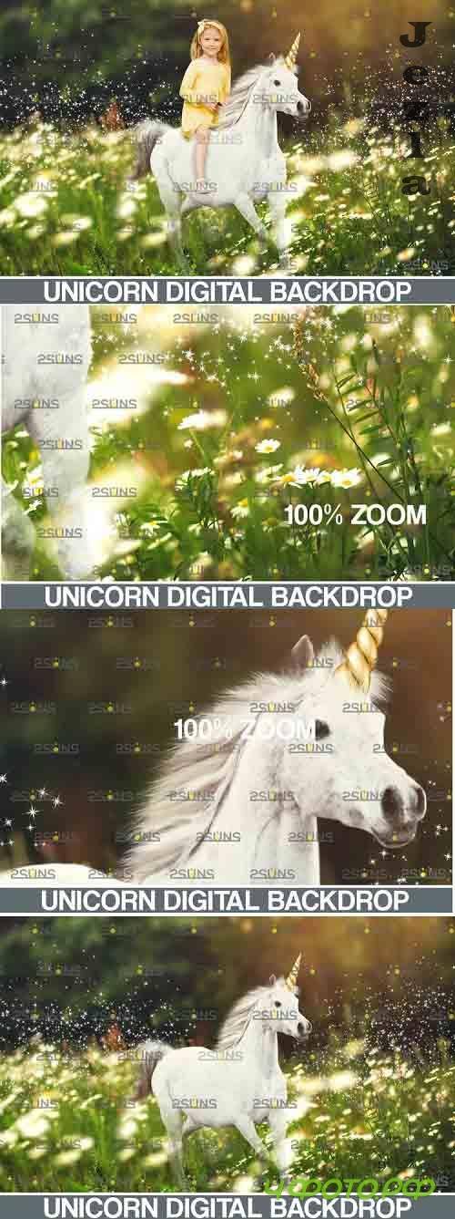 Majestic unicorn backdrop & Flower backdrop photoshop  - 752111