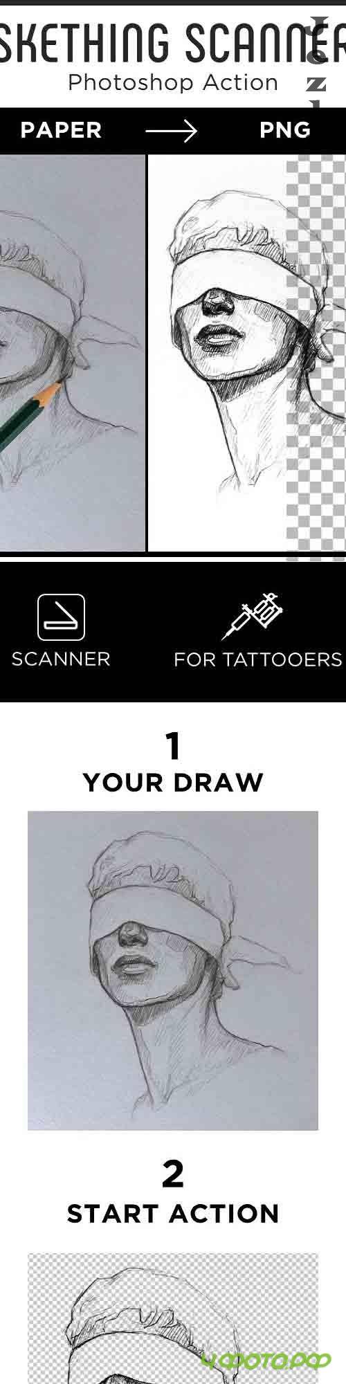 Sketching Scanner Photoshop Action 26507358