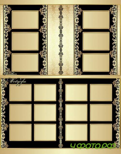 Stylish photo album with beautiful gold patterns design