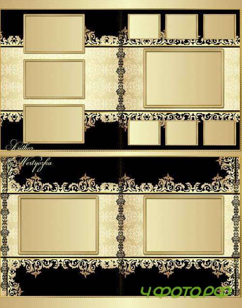 Stylish photo album with beautiful gold patterns design