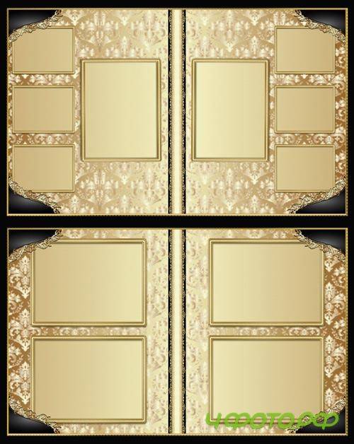 Stylish photo album with golden patterns design