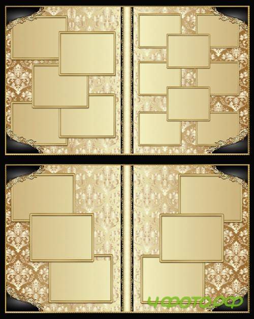 Stylish photo album with golden patterns design