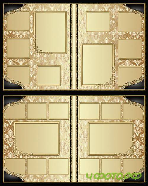 Stylish photo album with golden patterns design