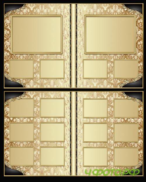 Stylish photo album with golden patterns design