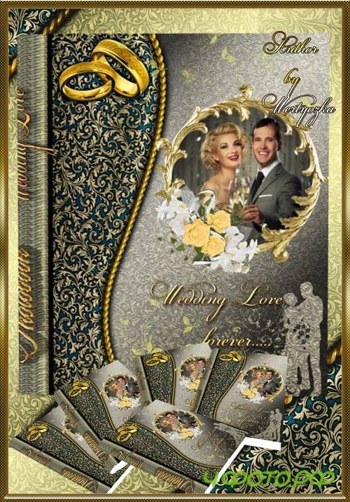 Beautiful photo album with golden design