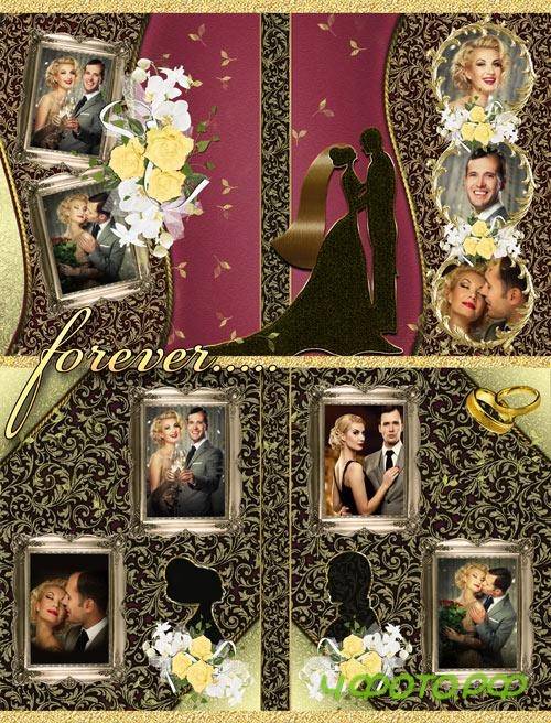 Beautiful photo album with golden design
