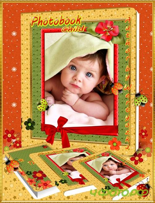 Beautiful children's photo album with ladybirds and flowers