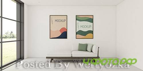 Minimalist interior assortment with frames mock-up
