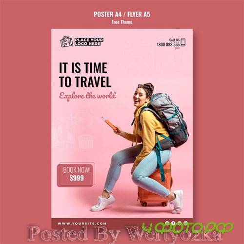 Time to travel poster template with photo