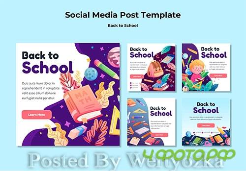 Back to school social media post template