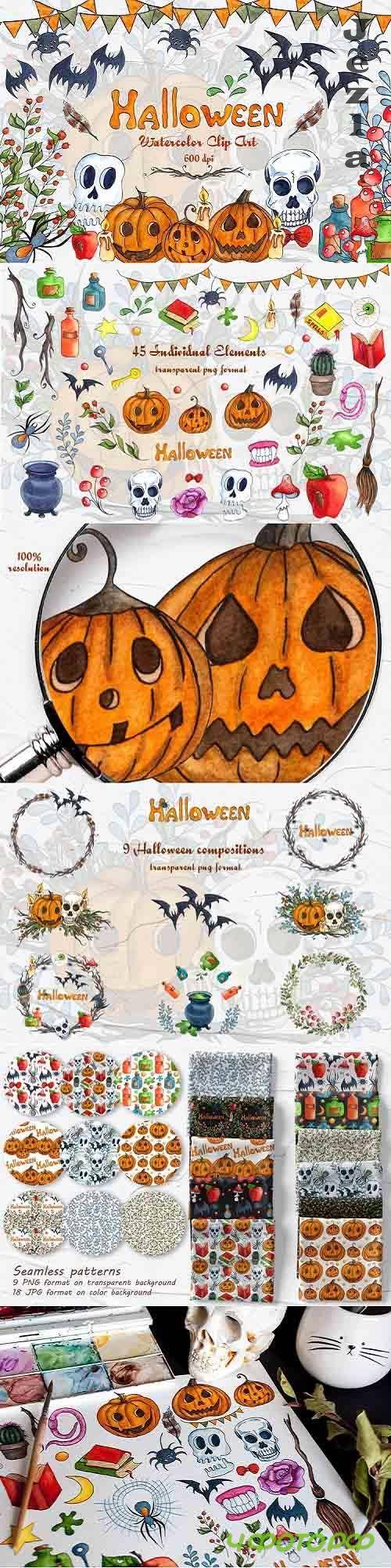 Halloween Watercolor Clipart - 803947 Halloween Watercolor Clipart - 803947