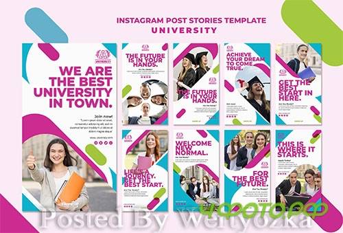 University instagram post stories template