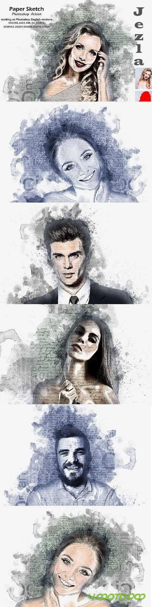 Paper Sketch Photoshop Action 5253996