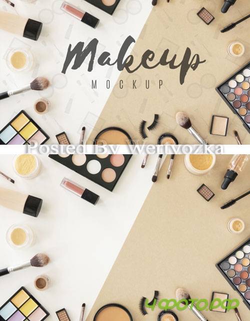 Top view beauty products arrangement