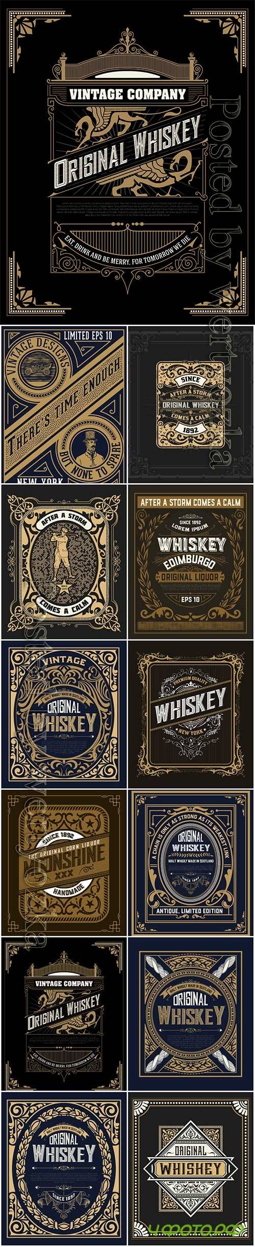 Vector vintage labels, emblems, logos, ribbons, patterns # 10