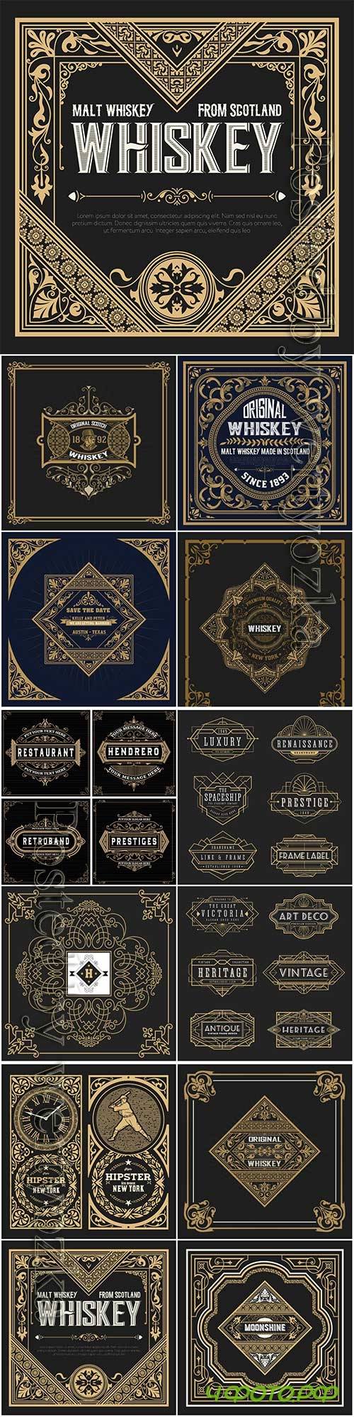 Vector vintage labels, emblems, logos, ribbons, patterns # 3