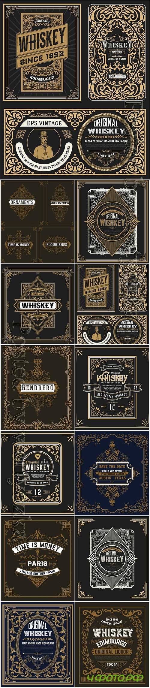 Vector vintage labels, emblems, logos, ribbons, patterns # 11
