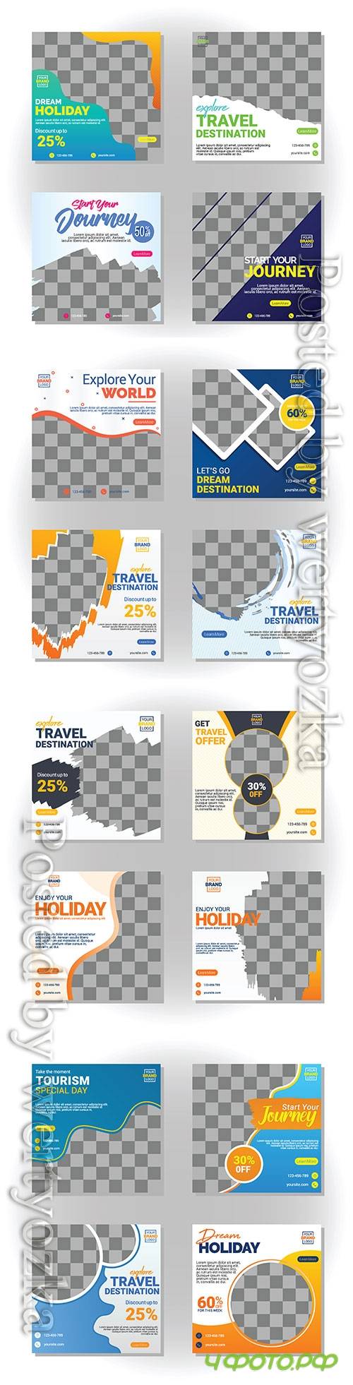 Travel social media post card template # 3