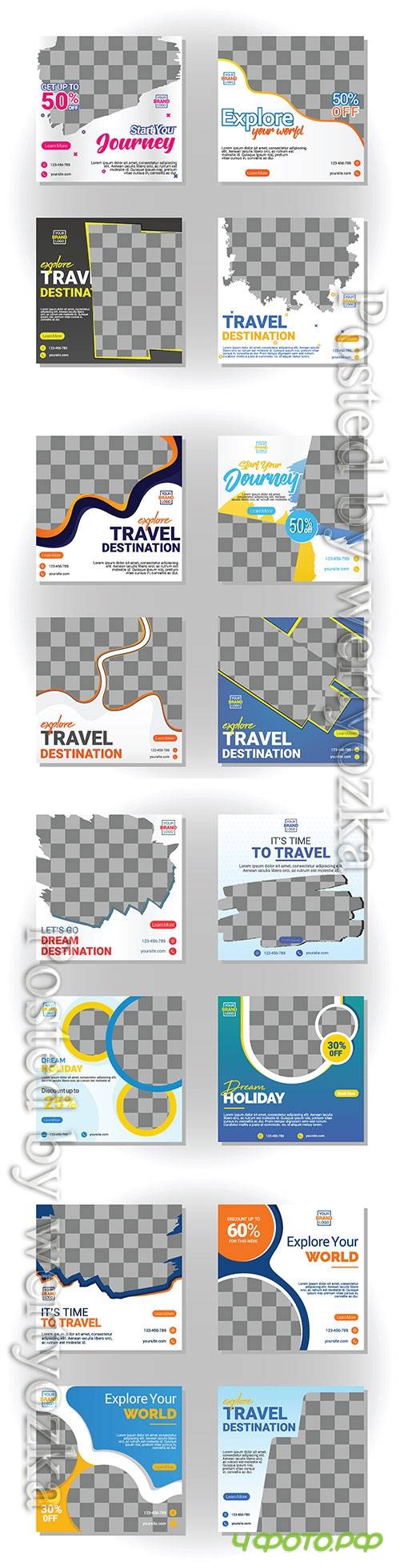 Travel social media post card template # 2