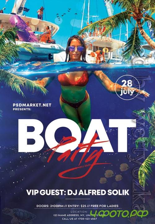 Boat party - Premium flyer psd template
