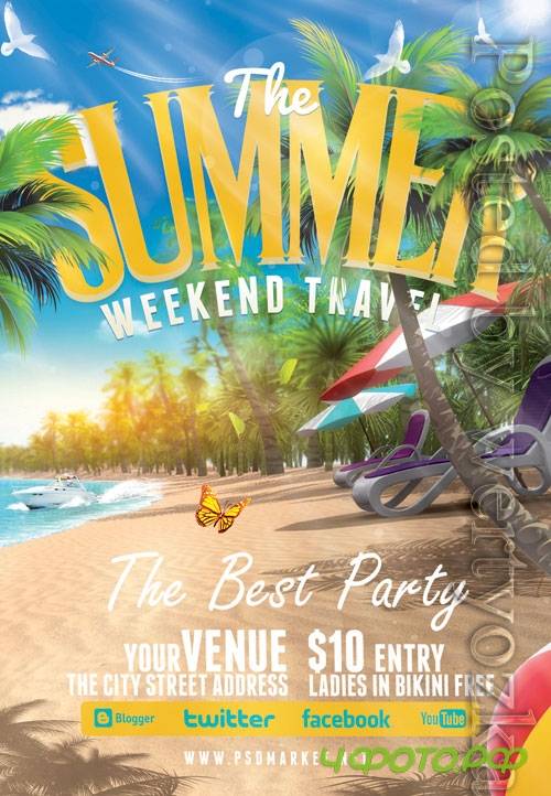 Summer weekend travel - Premium flyer psd template