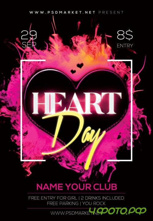 Heart day - Premium flyer psd template