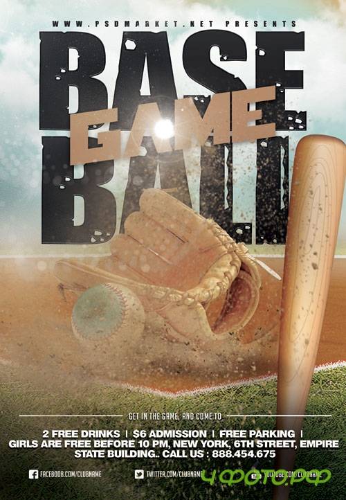 Baseball game event - Premium flyer psd template