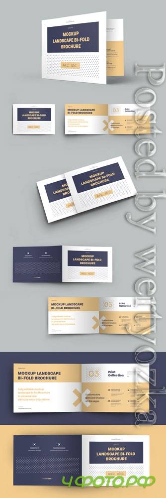 6 Mockup Set Landscape Bi-Fold Brochures 323040727