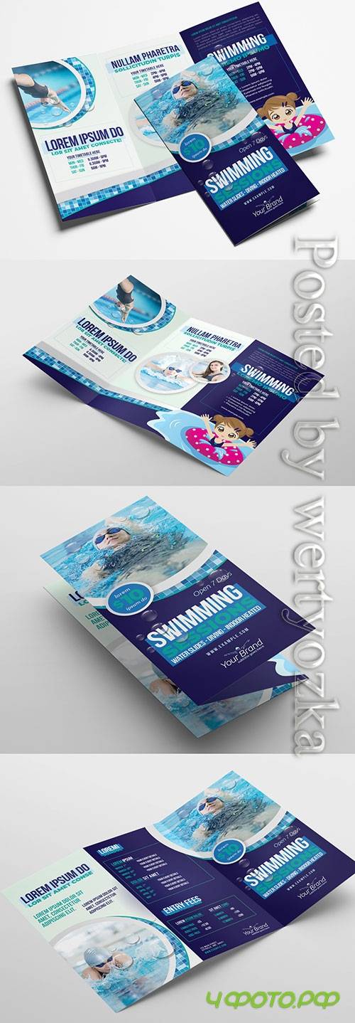 Trifold Brochure Layout for Swimming Lessons