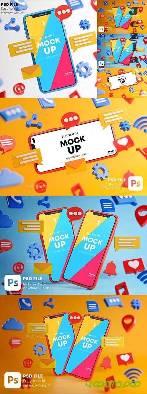 Social Media Icons Smartphone Mockup Pack - 28404197