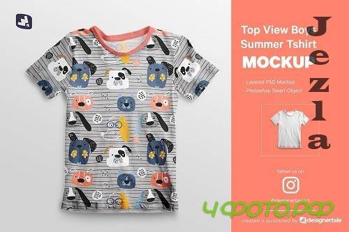 Top view Boy�s Summer Tshirt Mockup 4737638