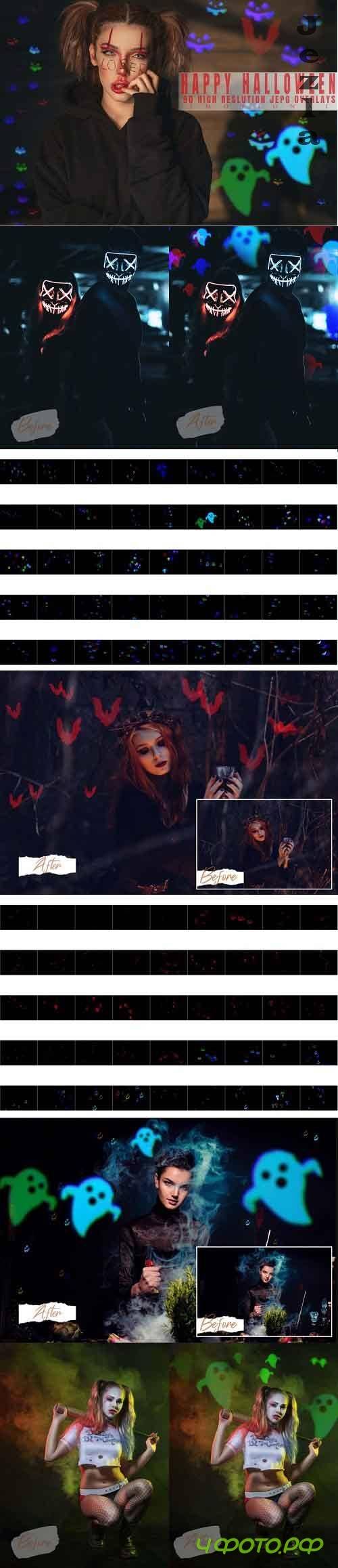 90 Happy Halloween Bokeh Overlays - 887618