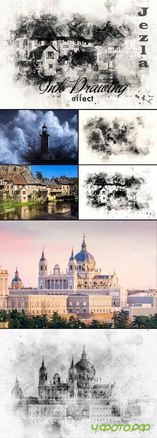 Ink Painting Photo Effect 377177269