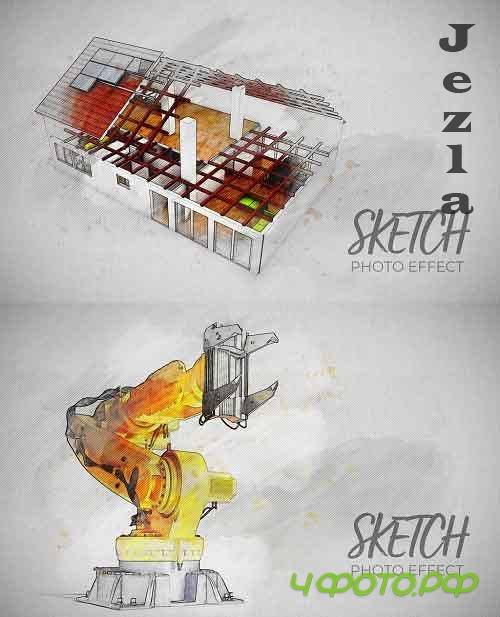 Photo Sketch Effect Mockup 375653253