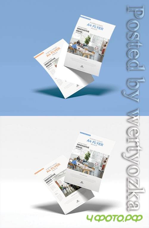 Floating Curved A4 Psd Flyer Mockup Floating Curved A4 Psd Flyer Mockup