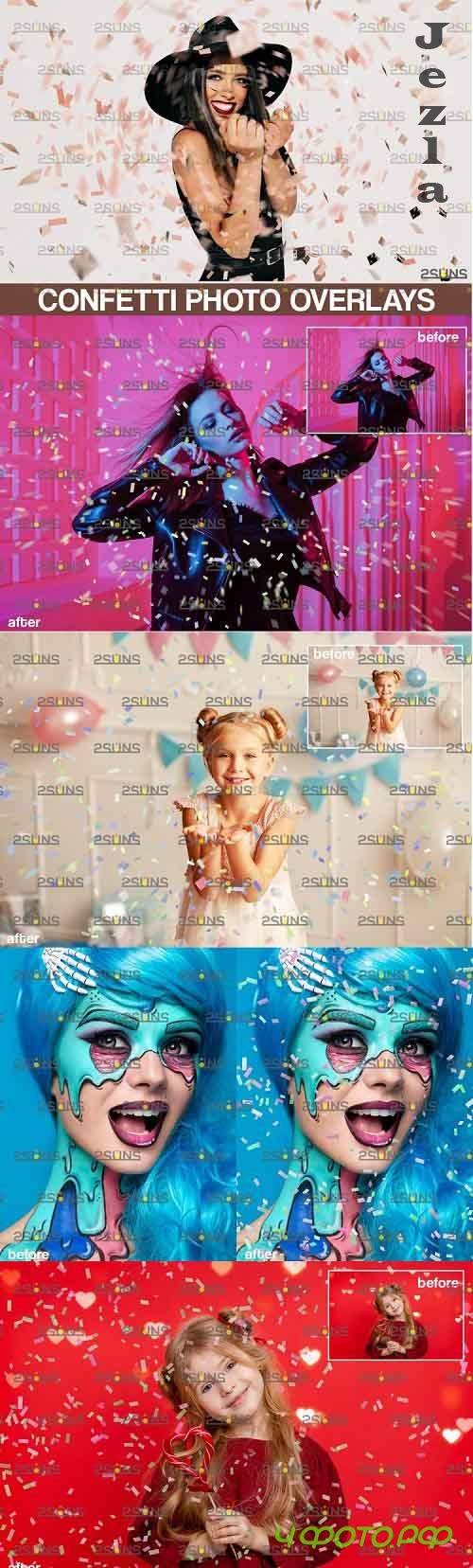 Confetti Photo overlays, Realistic falling Confetti, Png - 905705