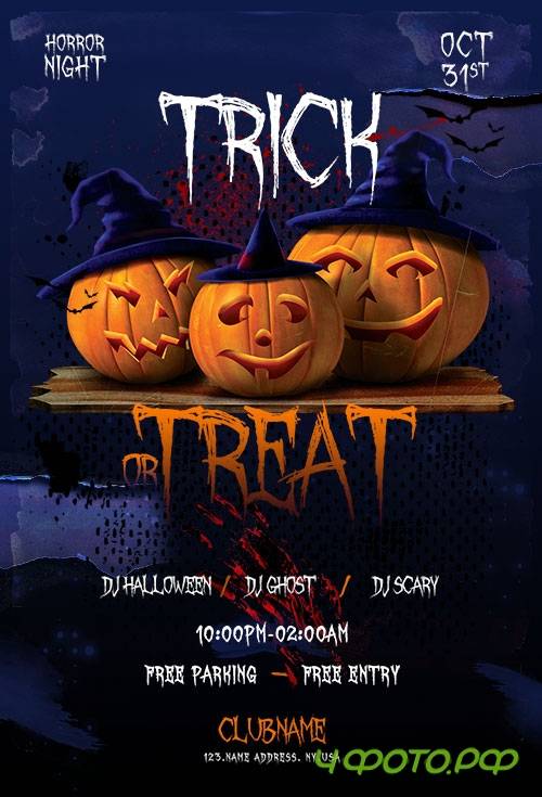 Trick or Treat Halloween Flyer Template PSD