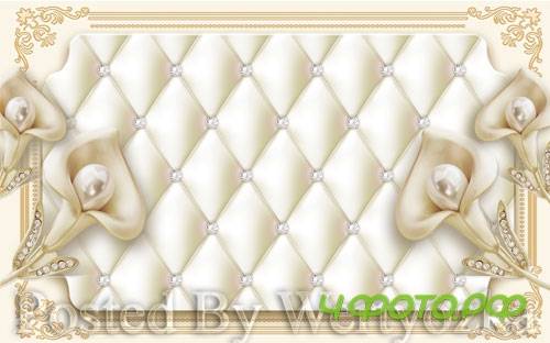 3D psd models light luxury creative soft bag jewelry flower background wall