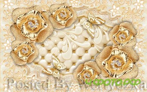 3D psd models european society jewelry flower soft bag wall