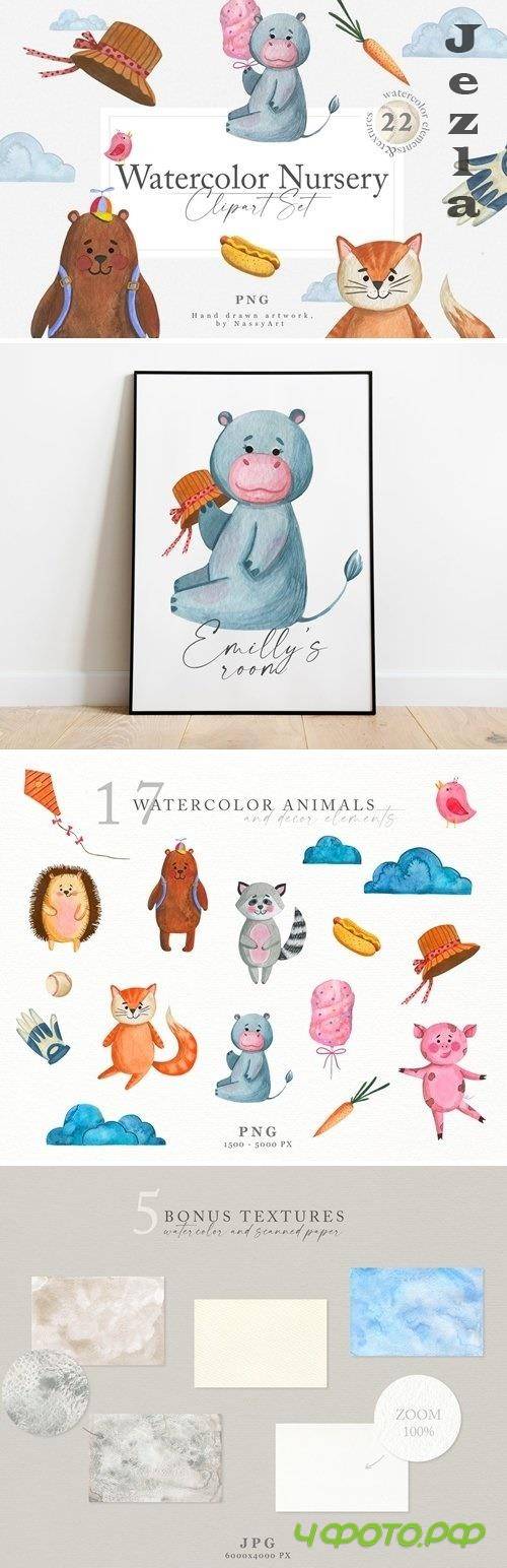 Watercolor Nursery Clipart Animals Watercolor Nursery Clipart Animals