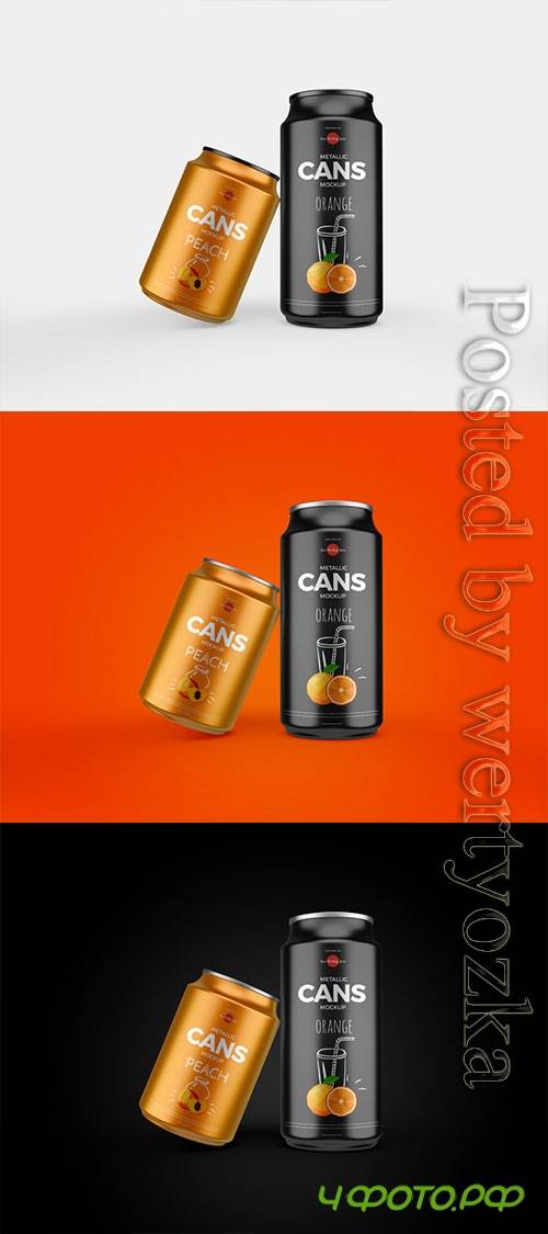 Metallic Cans Mockup