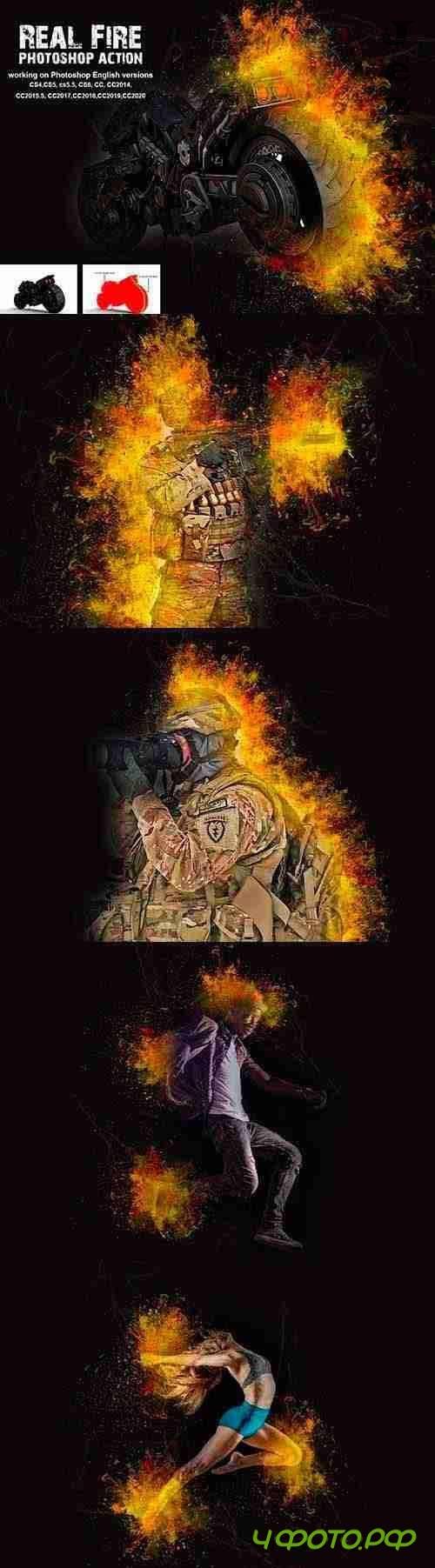 CreativeMarket - Real Fire Photoshop Action 5265414