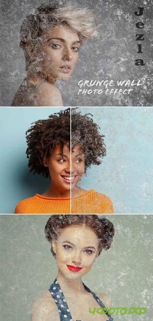 Old Grunge Wall Photo Effect Mockup 386971111