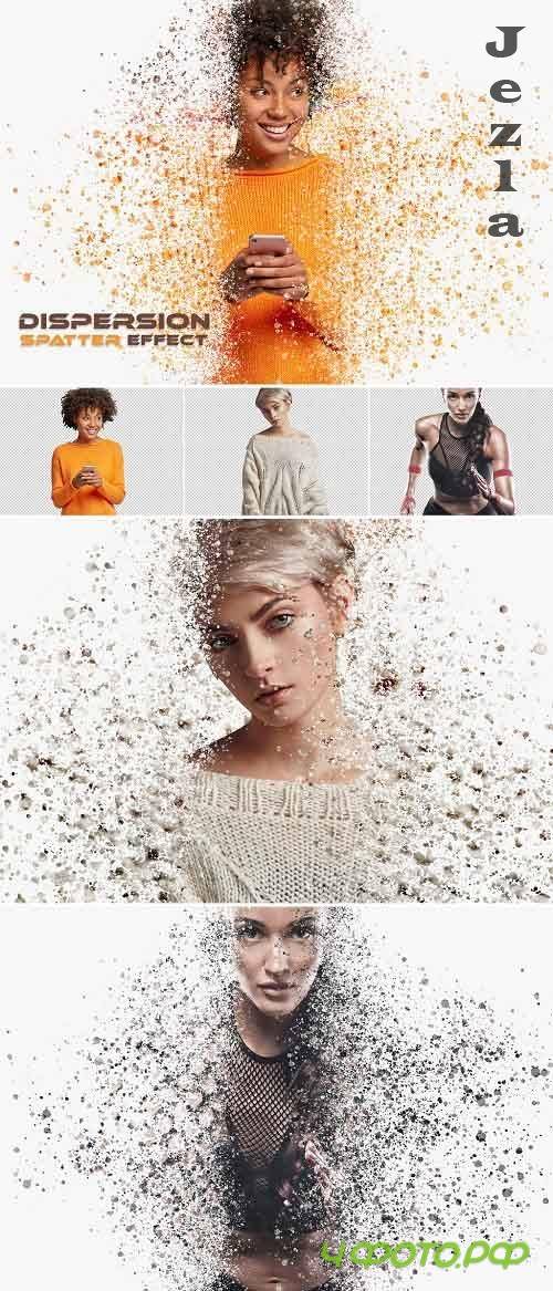 Dispersion Spatter Photo Effect with Particle Mockup 386971187