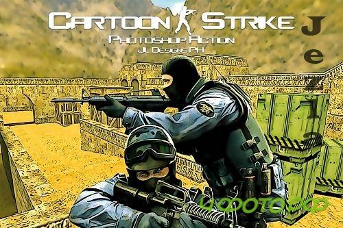 CreativeMarket - CartoonStrike Photoshop Action 5431268