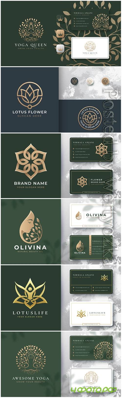 Logo template with business card vector design