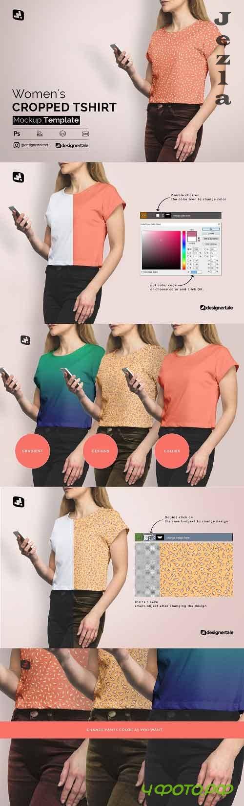 CreativeMarket - Women's Cropped Tshirt Mockup 4728864