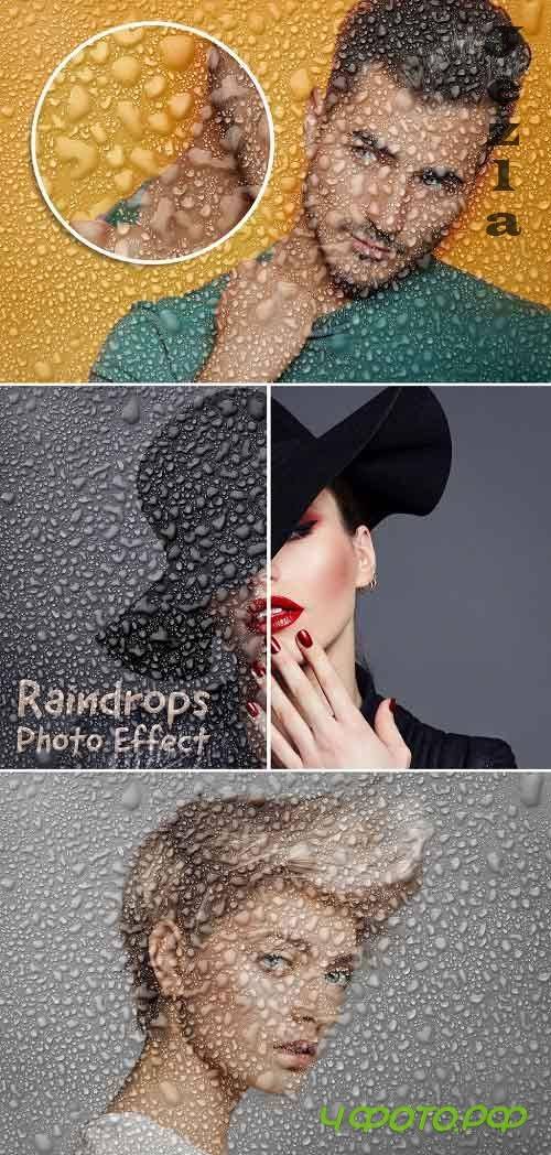 Raindrops Photo Effect Mockup 391324679