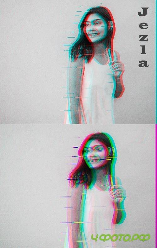 Retro Glitch Photo Effect Mockup 391347684